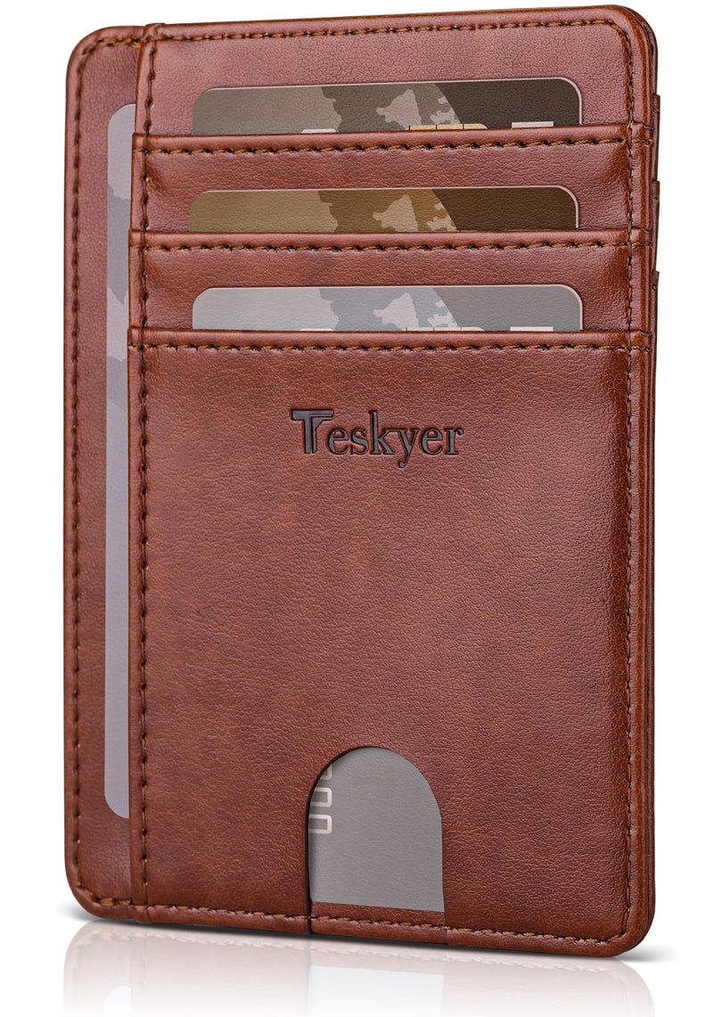 Teskyer محفظة تسكيير رفيعة للرجال، محفظة جلدية مقاومة لتقنية RFID لحماية بطاقات الائتمان، لحامل البطاقات للرجال والنساء - Image 2